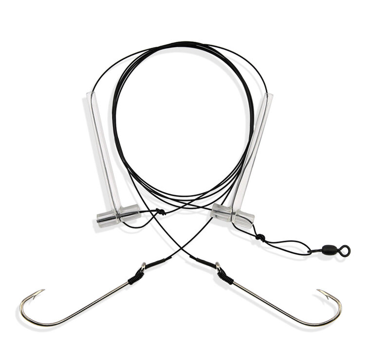 Aqua Clear Aqua-Clear Hi-Lo Bluefish Wire Rig, Bluefish / Striped Bass / Drum Fish, 3/0 Nickel Hooks, 45 lb Surflon Black Wire