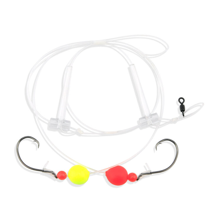 Aqua Clear Aqua-Clear Hi-Lo Bluefish Rig w/Floats, Bluefish/Striped Bass/Rockfish/Drum, 3/0 Mustad Blk Nckl Circle Hook, AFW Swivel, 60 lb Mono, T-Standoff