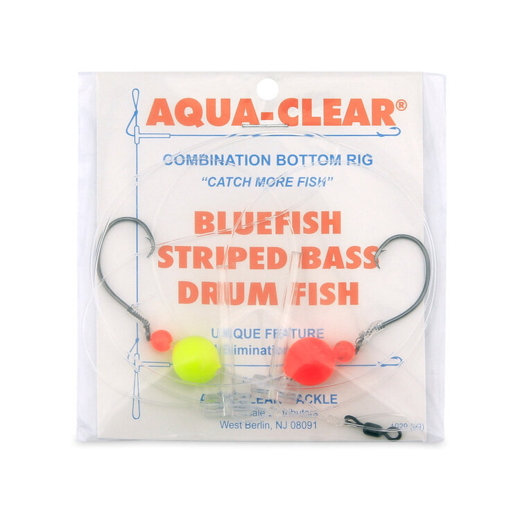 Aqua Clear Aqua-Clear Hi-Lo Bluefish Rig w/Floats, Bluefish/Striped Bass/Rockfish/Drum, 3/0 Mustad Blk Nckl Circle Hook, AFW Swivel, 60 lb Mono, T-Standoff