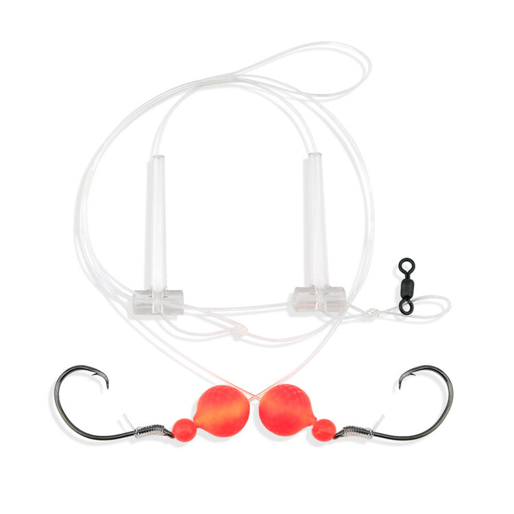 Aqua Clear Aqua-Clear Hi-Lo Bluefish Rig w/Floats, Bluefish/Striped Bass/Rockfish/Drum, 3/0 Mustad Blk Nckl Circle Hook, AFW Swivel, 60 lb Mono, T-Standoff