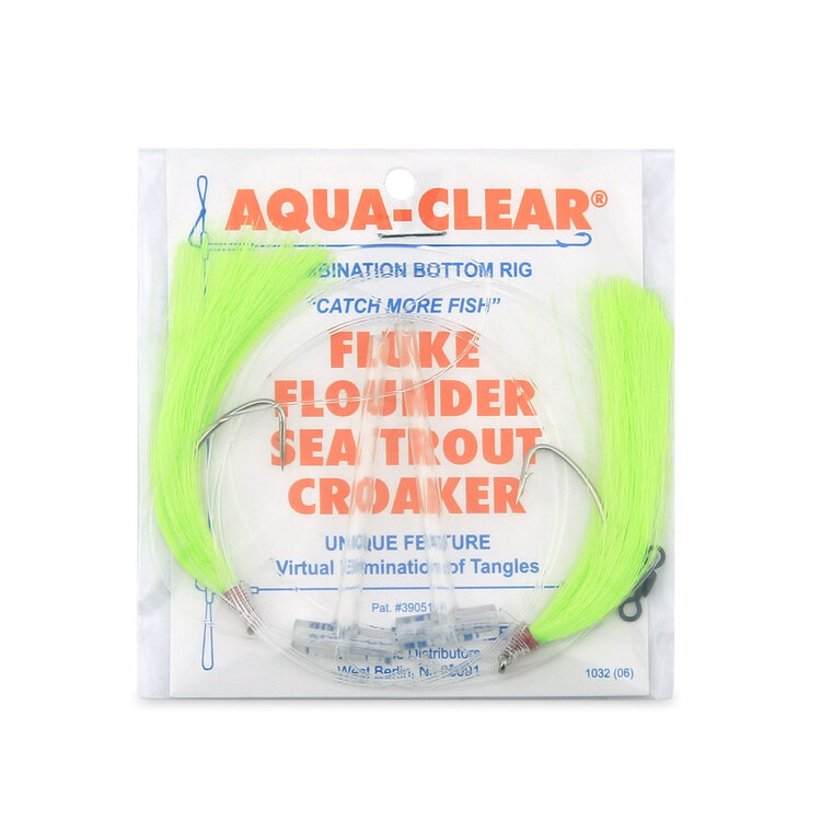 Aqua Clear Aqua-Clear, Hi-Lo Solid Color Hair Teaser Rig, Flounder/Fluke/SeaTrout/Weakfish/Croaker, 3/0 Nickel Wide Gap Hook, AFW Swivel, 40 lb Mono, T-Standoff