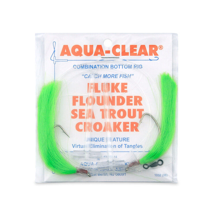 Aqua Clear Aqua-Clear, Hi-Lo Solid Color Hair Teaser Rig, Flounder/Fluke/SeaTrout/Weakfish/Croaker, 3/0 Nickel Wide Gap Hook, AFW Swivel, 40 lb Mono, T-Standoff