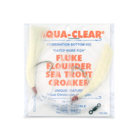 Aqua Clear Aqua-Clear, Hi-Lo Solid Color Hair Teaser Rig, Flounder/Fluke/SeaTrout/Weakfish/Croaker, 3/0 Nickel Wide Gap Hook, AFW Swivel, 40 lb Mono, T-Standoff