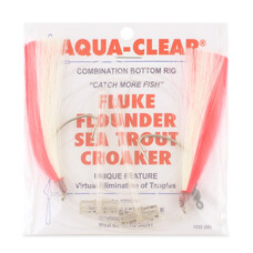 Aqua Clear Aqua-Clear, Hi-Lo Mixed Color Hair Teaser Rig, Flounder/Fluke/SeaTrout/Weakfish/Croaker, 3/0 Nickel Wide Gap Hook, AFW Swivel, 40 lb Mono, T-Standoff