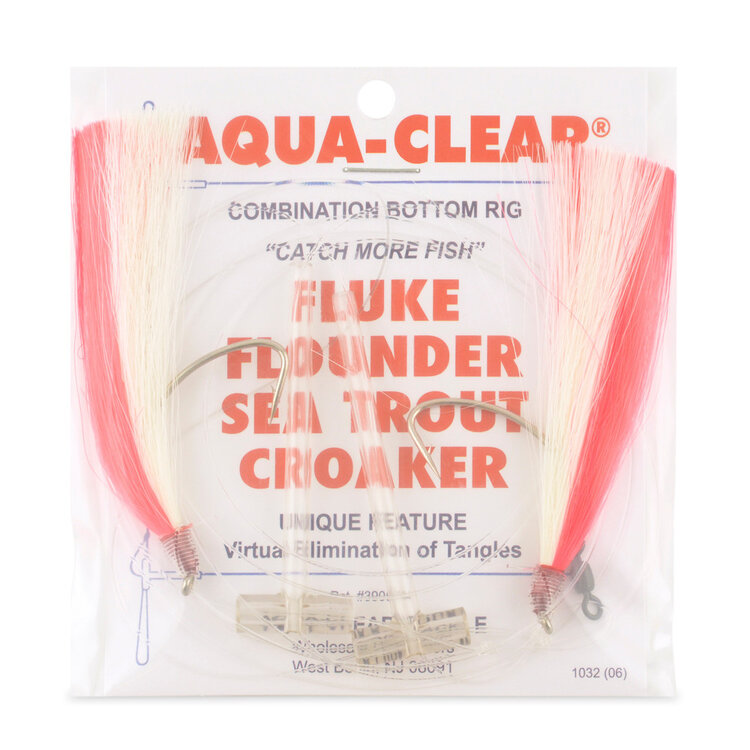 Aqua Clear Aqua-Clear, Hi-Lo Mixed Color Hair Teaser Rig, Flounder/Fluke/SeaTrout/Weakfish/Croaker, 3/0 Nickel Wide Gap Hook, AFW Swivel, 40 lb Mono, T-Standoff