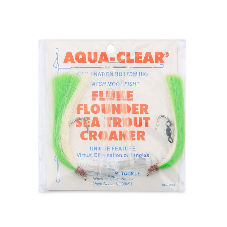 Aqua Clear Aqua-Clear, Hi-Lo Mixed Color Hair Teaser Rig, Flounder/Fluke/SeaTrout/Weakfish/Croaker, 3/0 Nickel Wide Gap Hook, AFW Swivel, 40 lb Mono, T-Standoff
