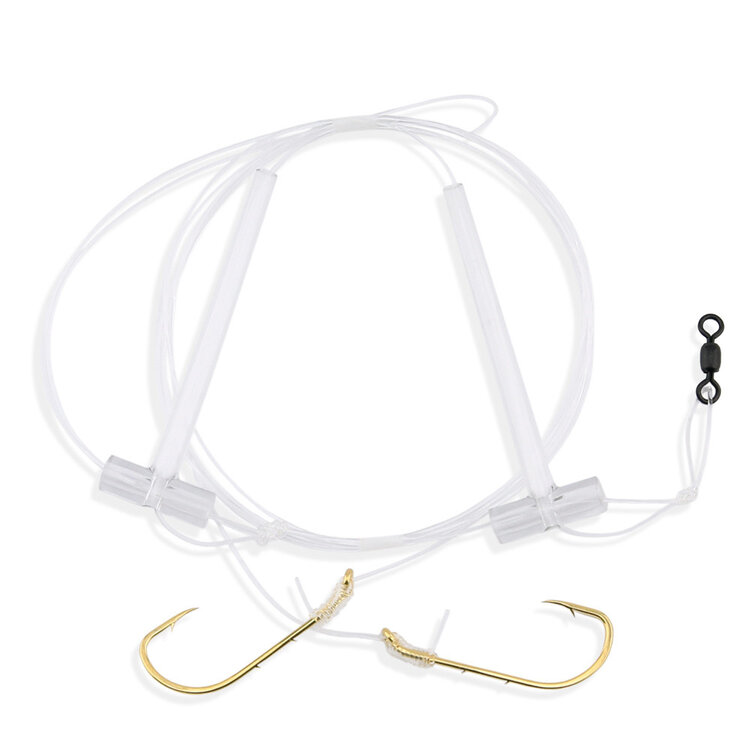 Aqua Clear Aqua-Clear FW-1 Hi-Lo Plain Flounder/Fluke/Weakfish/Croaker Rig w/ 2/0 Gold Beak Hooks