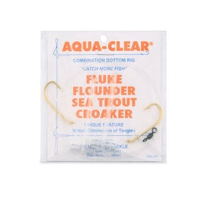Aqua Clear Aqua-Clear FW-1 Hi-Lo Plain Flounder/Fluke/Weakfish/Croaker Rig w/ 2/0 Gold Beak Hooks