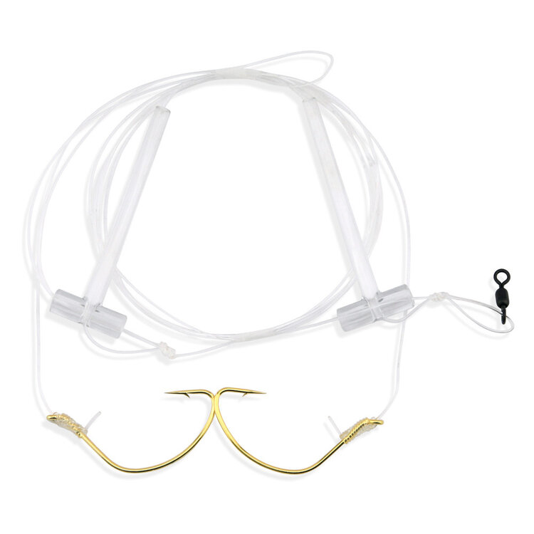 Aqua Clear Aqua-Clear FW-1A Hi-Lo Plain Flounder/Fluke/Weakfish/Croaker Rig w/ 2/0 Gold Wide Gap Hooks