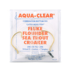 Aqua Clear Aqua-Clear FW-1A Hi-Lo Plain Flounder/Fluke/Weakfish/Croaker Rig w/ 2/0 Gold Wide Gap Hooks