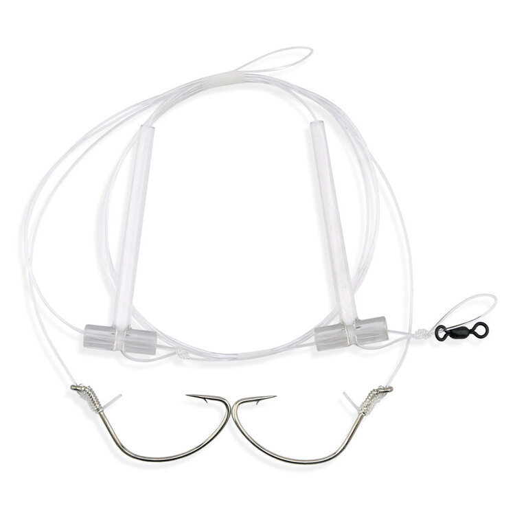 Aqua Clear Aqua-Clear FW-2A Hi-Lo Plain Flounder/Fluke/Weakfish/Croaker Rig w/ 2/0 Plain Nickel Wide Gap Hooks