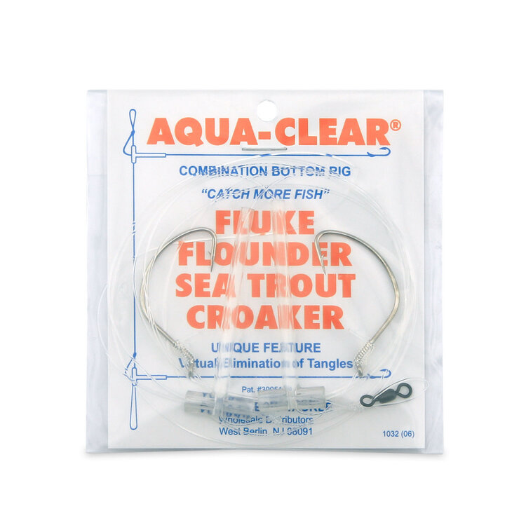 Aqua Clear Aqua-Clear FW-2A Hi-Lo Plain Flounder/Fluke/Weakfish/Croaker Rig w/ 2/0 Plain Nickel Wide Gap Hooks