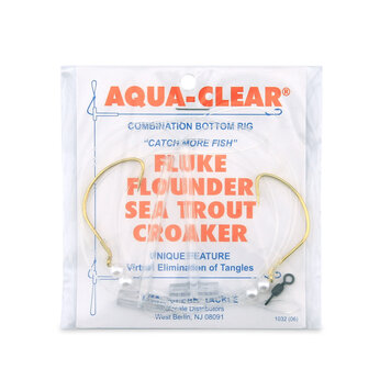 Aqua Clear Aqua-Clear FW-1P Hi-Lo Flounder/Fluke/Weakfish/Croaker Rig w/ 2/0 Gold Wide Gap & Pearl Beads