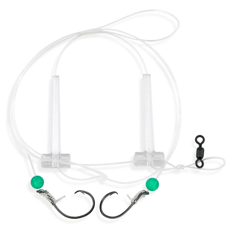Aqua Clear Aqua-Clear SP-1C Hi-Lo 1/0 Circle Hook Sea Bass/Porgy/Triggerfish/Sheepshead  Rig - w/Green Beads