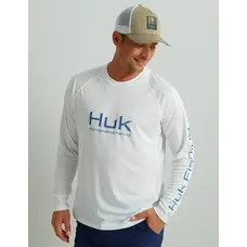 Huk Huk Pursuit Long Sleeve Performance Crew - White