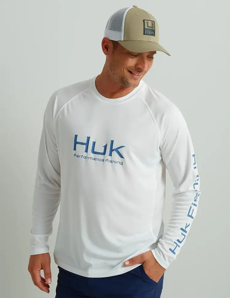 Huk Huk Pursuit Long Sleeve Performance Crew - White