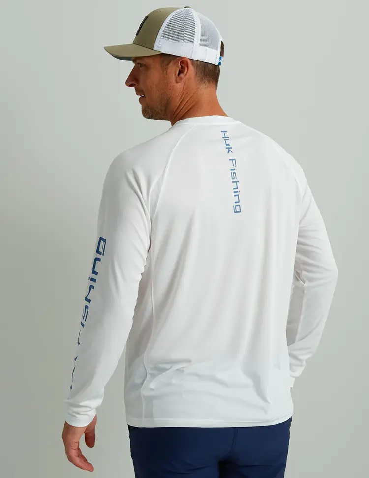 Huk Huk Pursuit Long Sleeve Performance Crew - White