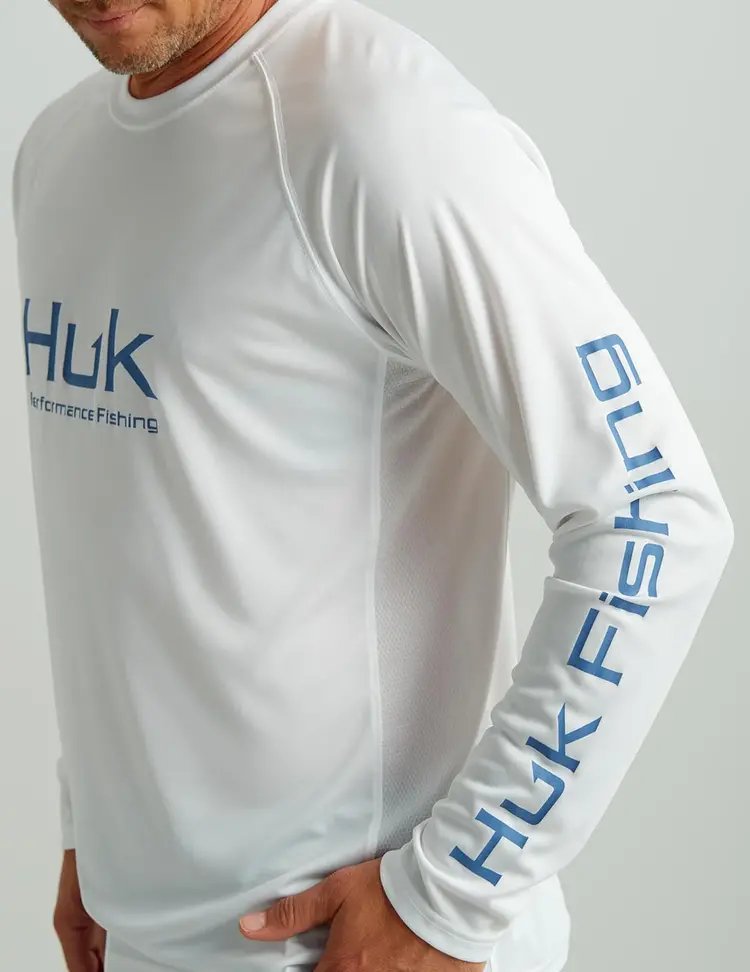 Huk Huk Pursuit Long Sleeve Performance Crew - White