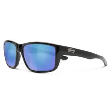 Suncloud Suncloud Mayor - Black Frame Polarized Sunglasses Blue Mirror Lens