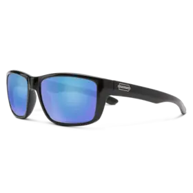 Suncloud Suncloud Mayor - Black Frame Polarized Sunglasses Blue Mirror Lens