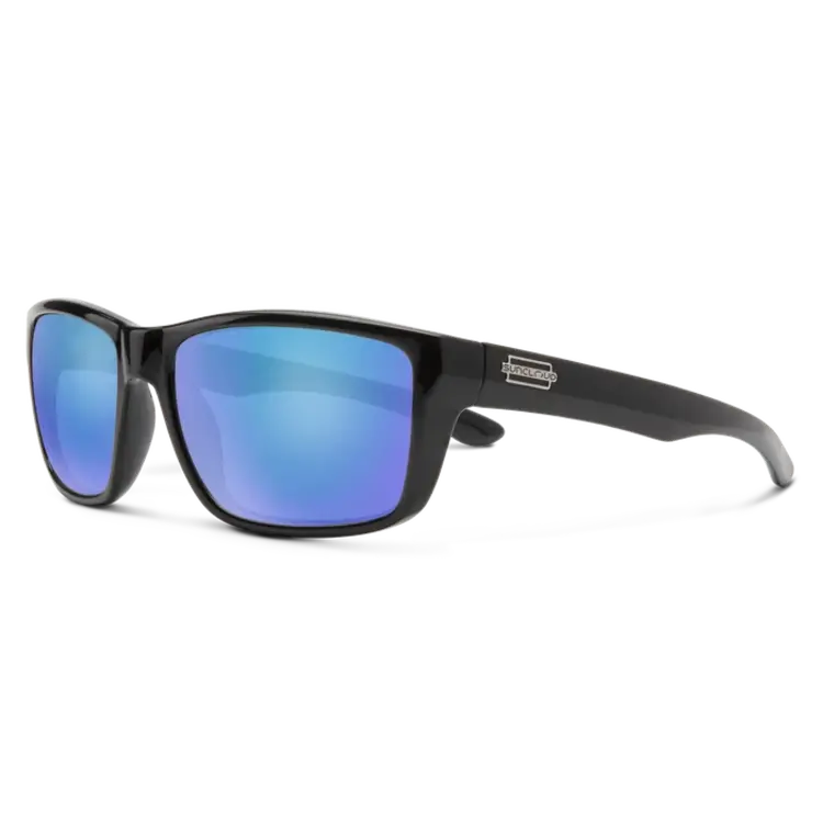 Suncloud Suncloud Mayor - Black Frame Polarized Sunglasses Blue Mirror Lens