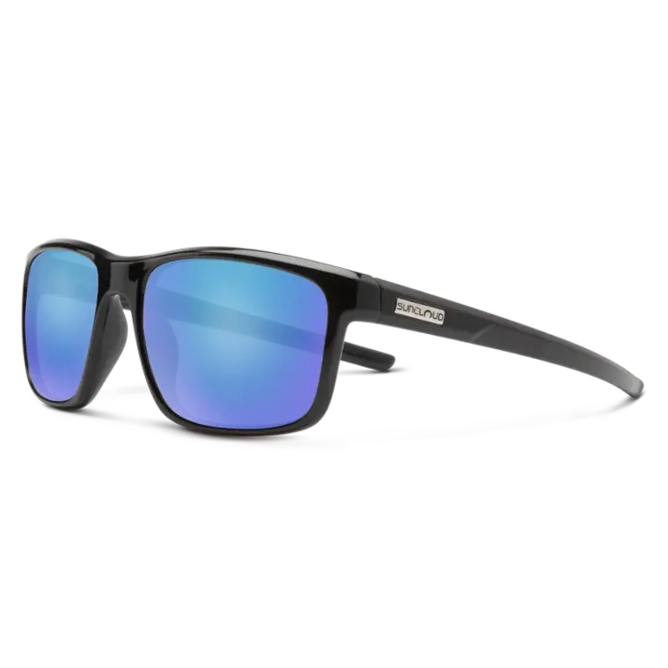 Suncloud Suncloud Respek - Black Frame Polarized Sunglasses Blue Mirror Lens