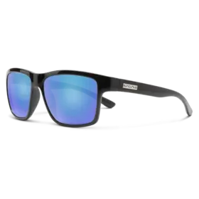 Suncloud Suncloud A-Team - Black Frame Polarized Sunglasses Blue Mirror Lens