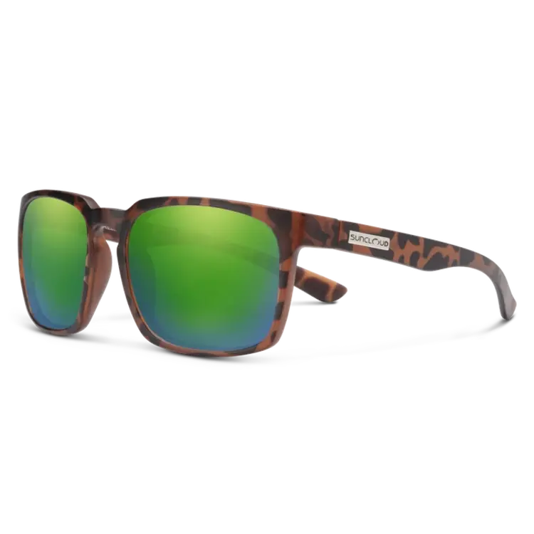 Suncloud Suncloud Hundo - Matte Tortoise Frame Polarized Sunglasses Green Mirror Lens