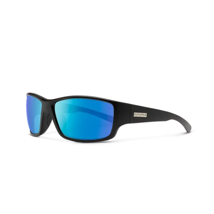 Suncloud Suncloud Hull - Matte Black Frame Polarized Sunglasses Blue Mirror Lens