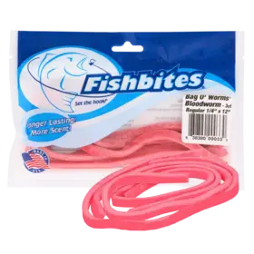Fishbites Fishbites Bag O' Worms Bloodworm Alternative Red - 3ct 1/4" x 12"