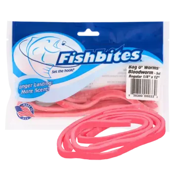 Fishbites Fishbites Bag O' Worms Bloodworm Alternative Red - 3ct 1/4" x 12"
