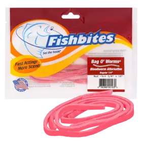 Fishbites Fishbites Bag O' Worms Fast Acting Bloodworm Alternative Red - 3ct 1/4"x12"