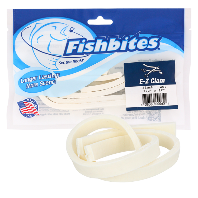 Fishbites Fishbites E-Z Clam Longer Lasting Bait Strips 1/2in Wide x 12in Long 2pk