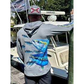 Tormenter Tormenter SPF 50 Performance Hoodie - Fish Wrap Tuna Chase Gray