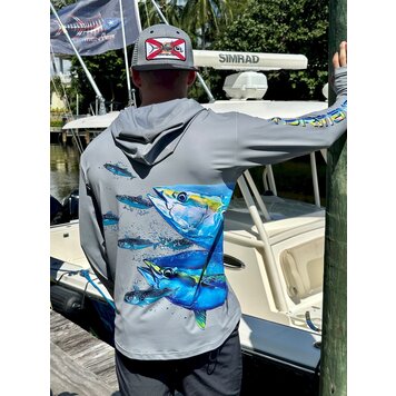 Tormenter Tormenter SPF 50 Performance Hoodie - Fish Wrap Tuna Chase Gray