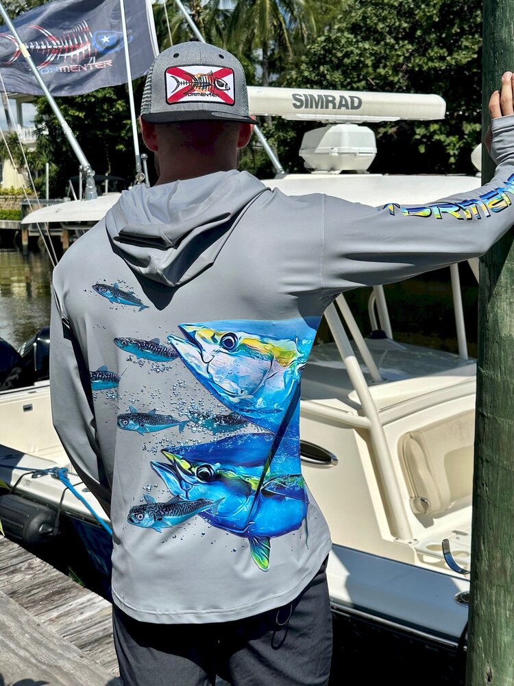 Tormenter Tormenter SPF 50 Performance Hoodie - Fish Wrap Tuna Chase Gray