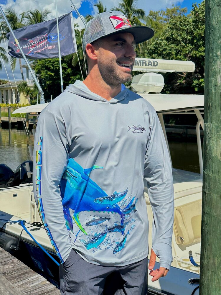 Tormenter Tormenter SPF 50 Performance Hoodie - Fish Wrap Tuna Chase Gray