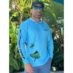 Tormenter Tormenter SPF 50 Performance Hoodie - Fish Wrap Marlin Hunt Blue