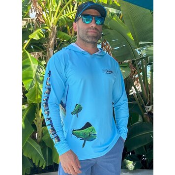 Tormenter Tormenter SPF 50 Performance Hoodie - Fish Wrap Marlin Hunt Blue
