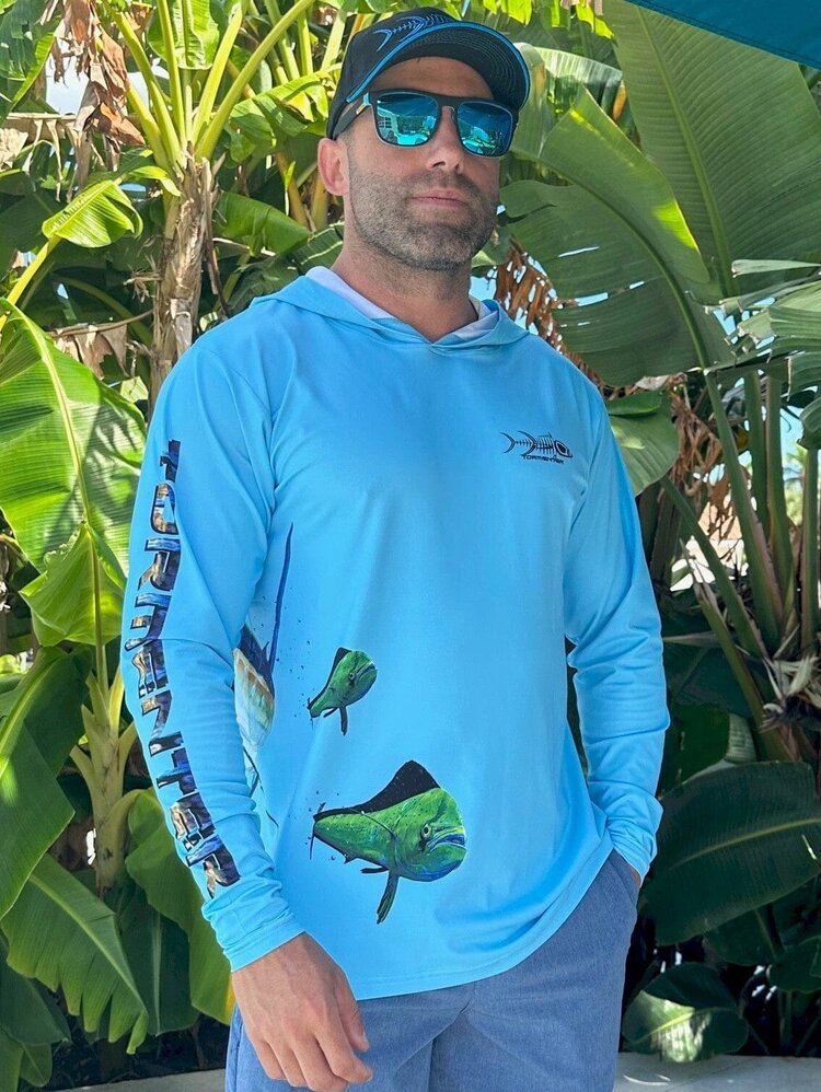 Tormenter Tormenter SPF 50 Performance Hoodie - Fish Wrap Marlin Hunt Blue