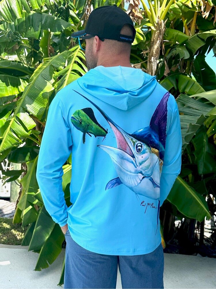 Tormenter Tormenter SPF 50 Performance Hoodie - Fish Wrap Marlin Hunt Blue