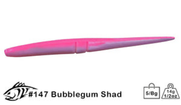 Lunker City Lunker City Slug-Go 7.5" Bubblegum Shad #147 5pk