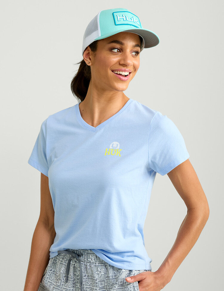 Huk Huk Womens V-Neck Sunset Graphic T-Shirt - Windsurfer