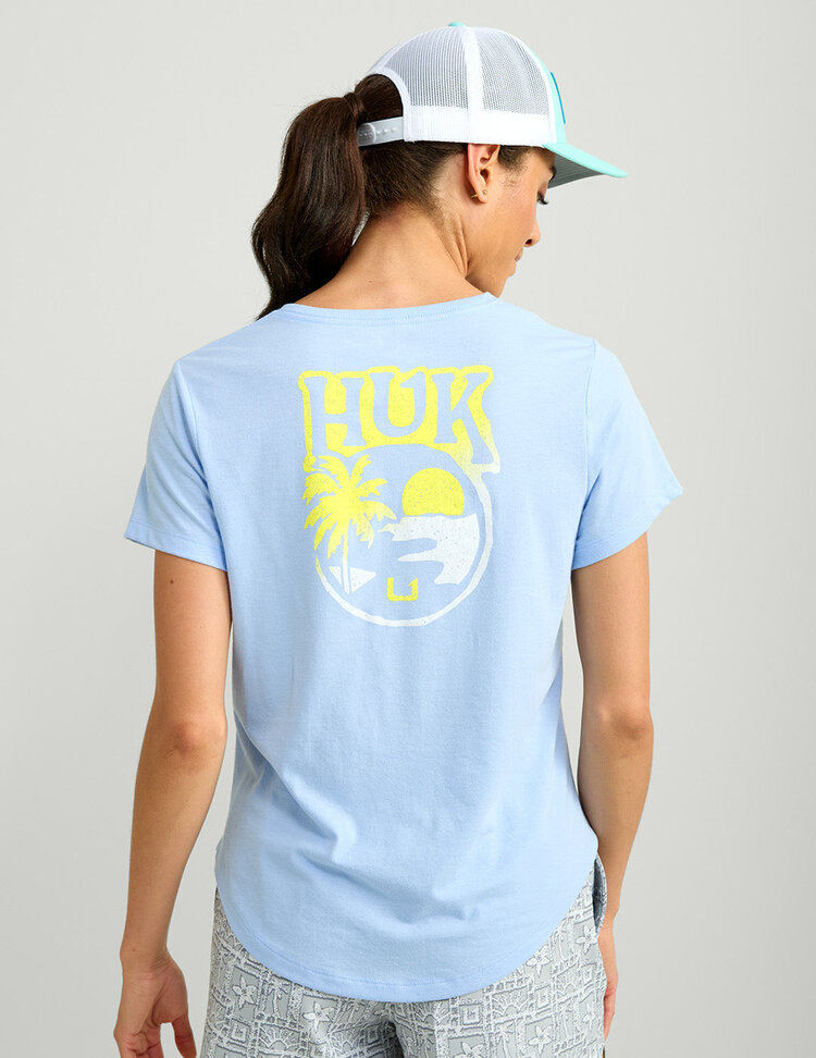 Huk Huk Womens V-Neck Sunset Graphic T-Shirt - Windsurfer