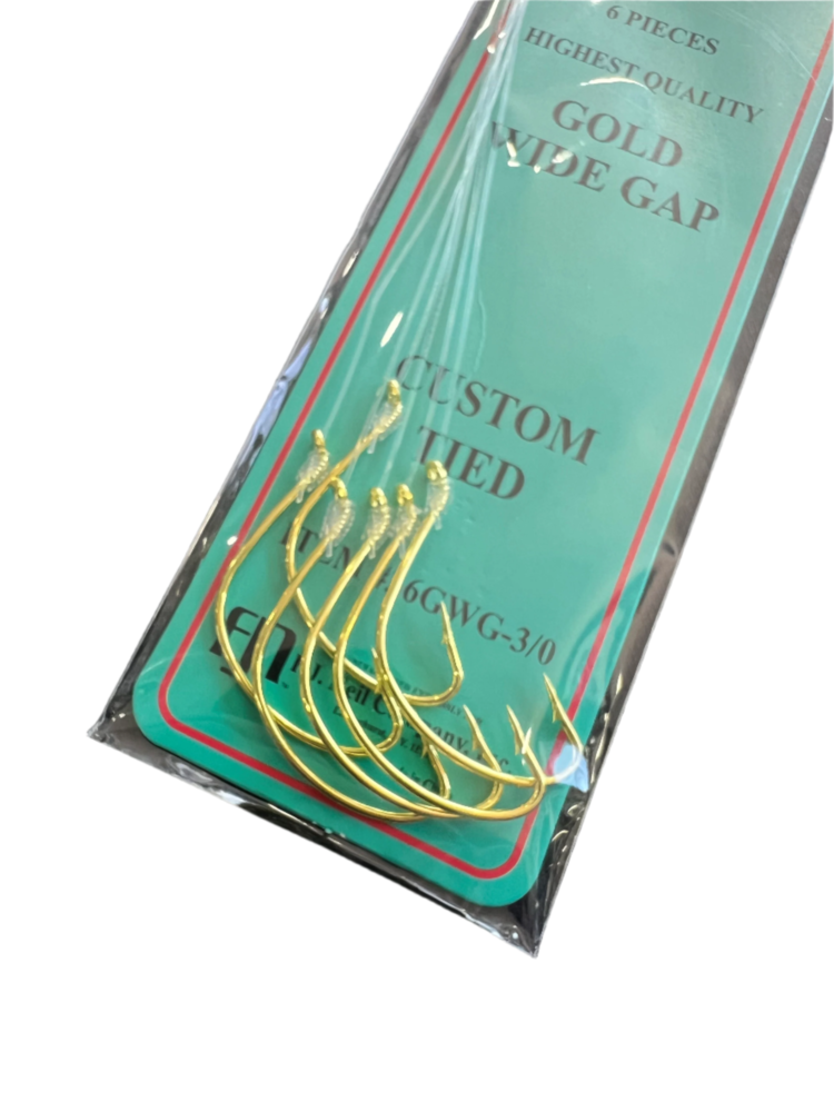 F.J. Neil F.J. Neil 36NWG Nickel Wide Gap 36" Leader Saltwater Snelled Hooks 6pc