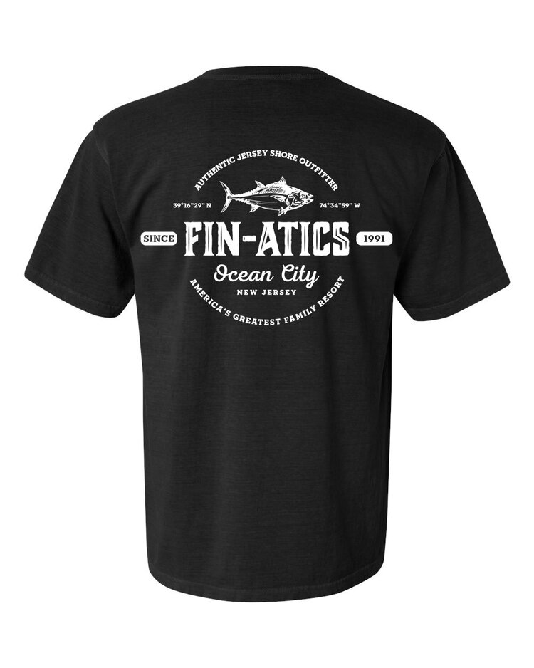Fin-atics Fin-atics Lat/Lon w/Tuna Garment Dyed Black Short Sleeve T-Shirt
