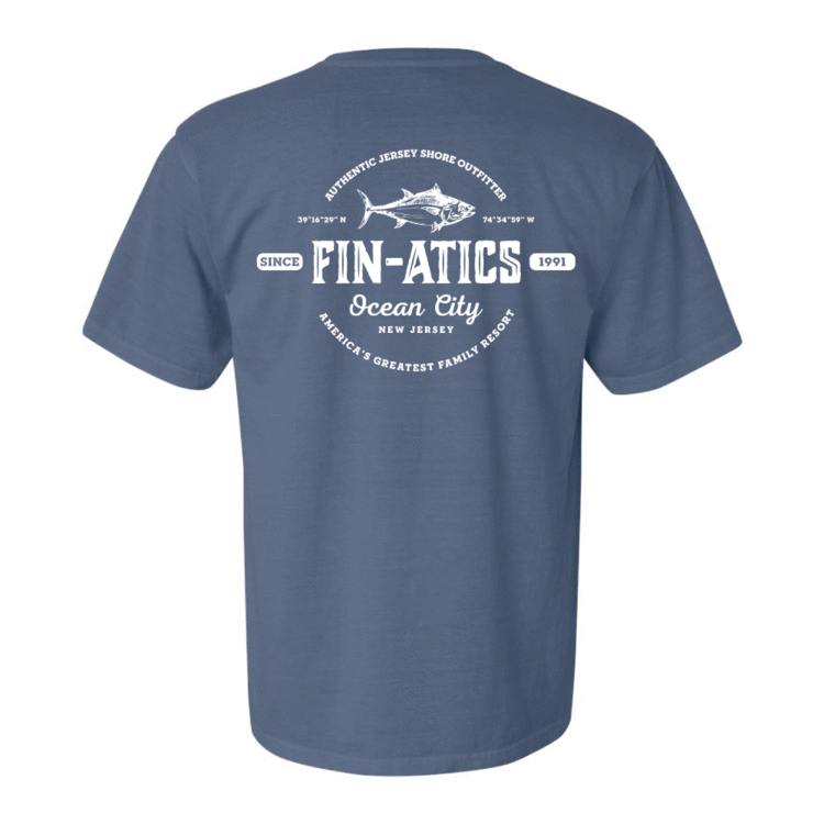 Fin-atics Fin-atics Lat/Lon w/Tuna Garment Dyed Blue Jean Short Sleeve T-Shirt