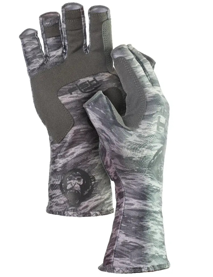 Fish Monkey Fish Monkey Half Finger Guide Glove - Grey Water Camo