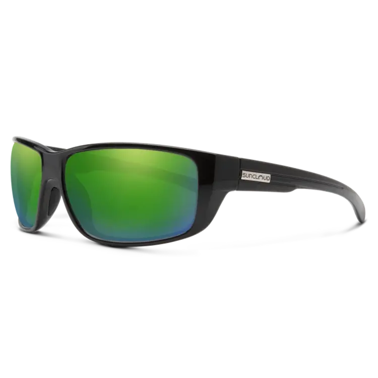 Suncloud Suncloud Milestone - Black Frame Polarized Sunglasses Green Mirror Lens
