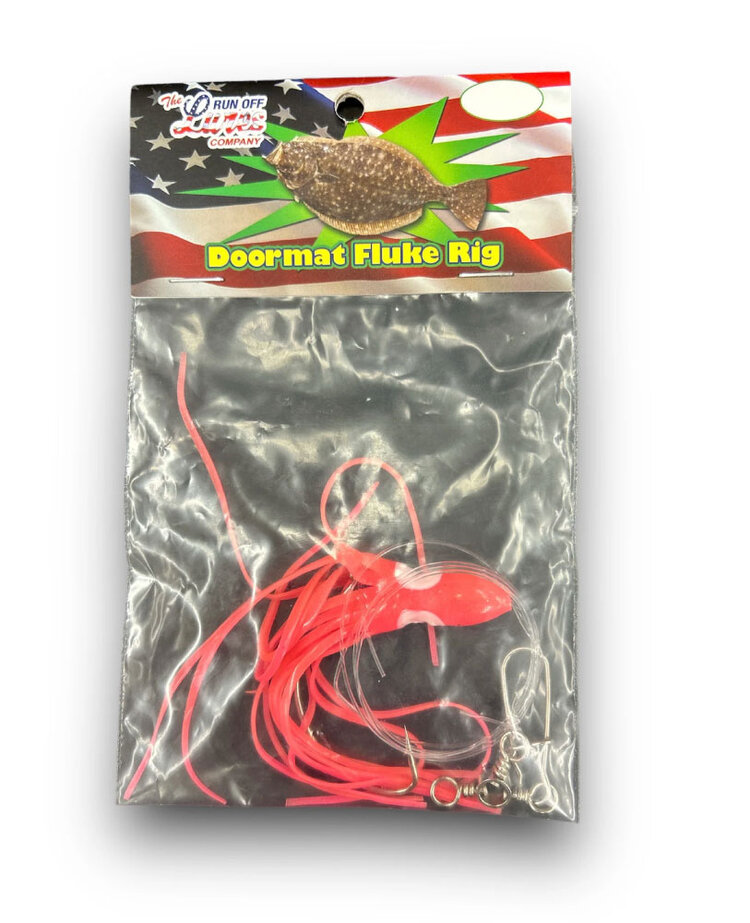 Run Off Lures Single Hook Doormat Fluke Rig w/Glow Squids